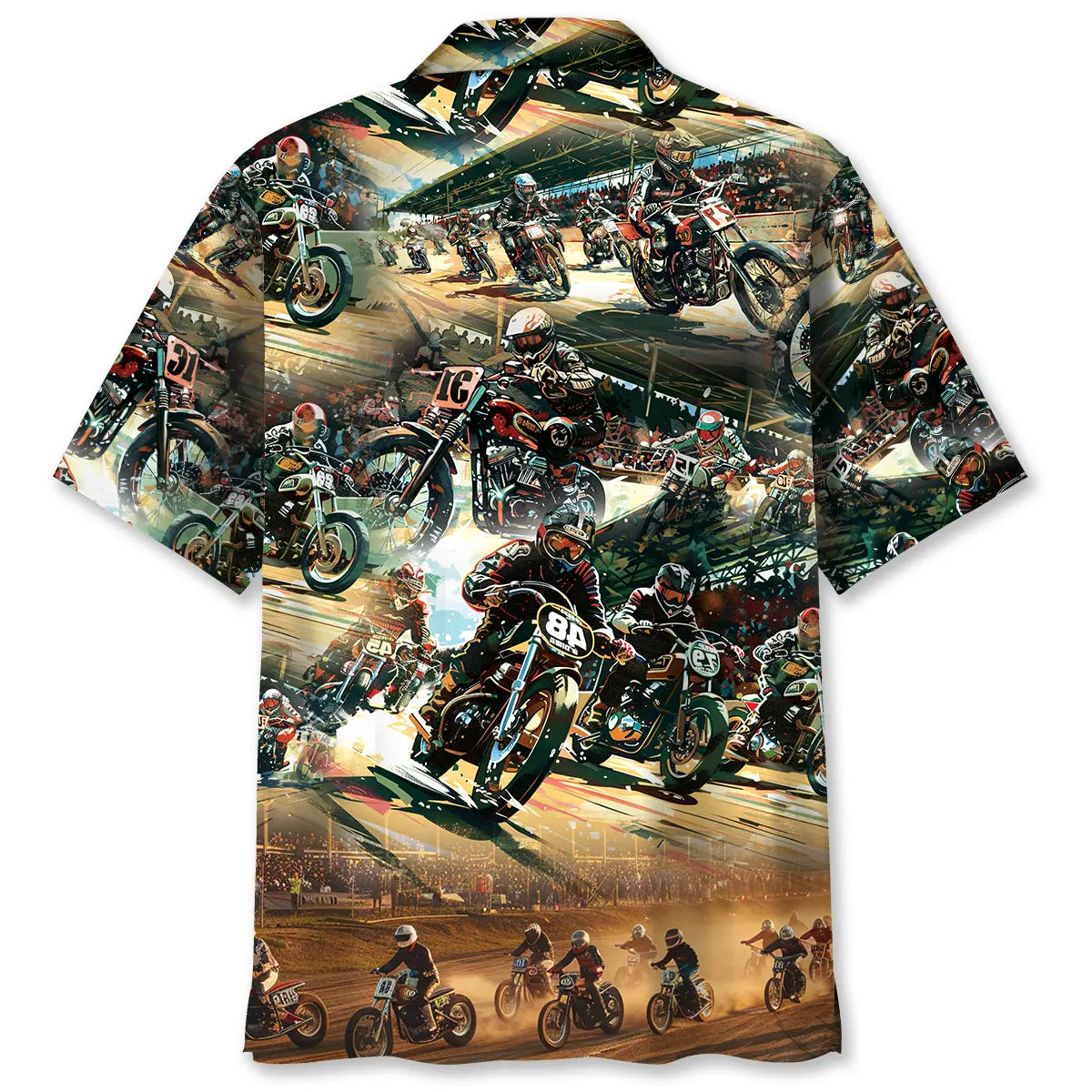 Flat Bike Racing Hawaiian Shirt For Automotive Enthusiasts, Coastal Trips, And Casual Warm Weather Style