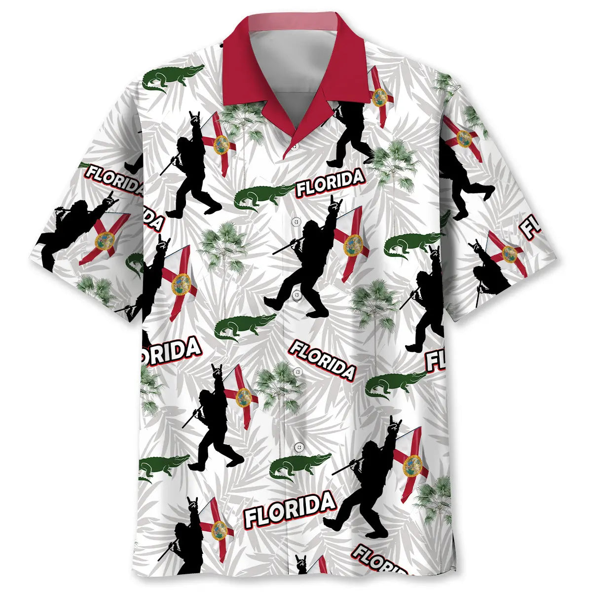 Florida Proud Bigfoot Hawaiian Shirt For Summer Vacation, Beach Travel, And Casual Wear