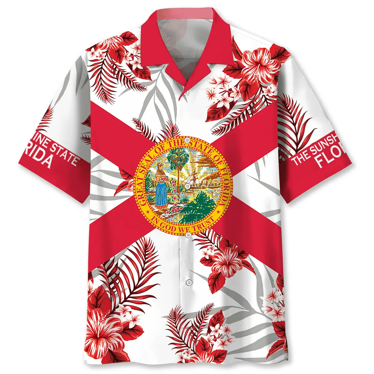 Funny Florida Heritage Hawaiian Shirt For Summer Vacation, Beach Travel, And Casual Wear