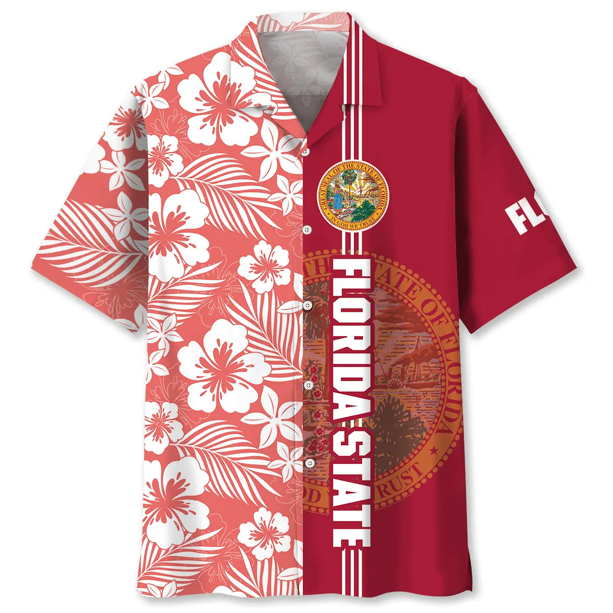 Florida Heritage Hawaiian Shirt For Summer Vacation, Beach Travel, And Casual Wear