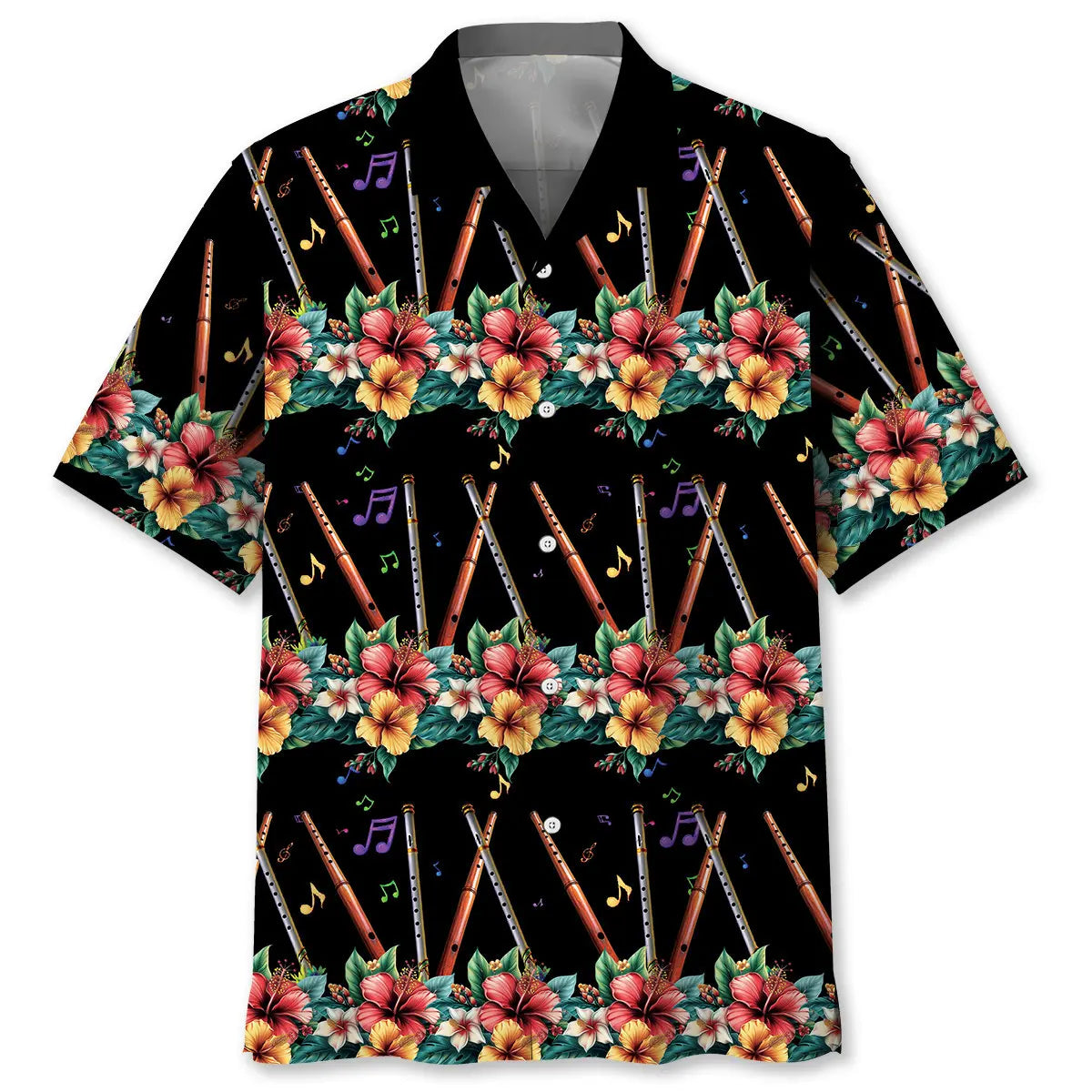 Flute Hibiscus Hawaiian Shirt For Tropical Retreat And Outdoor Comfort