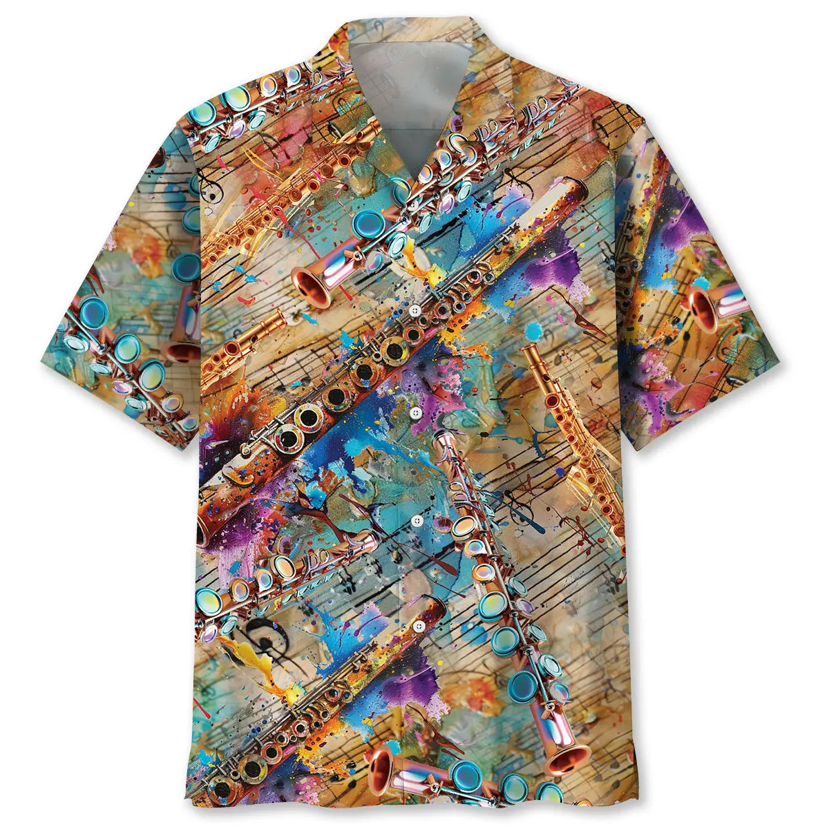 Flute Vintage Art Hawaiian Shirt For Weekend Escape And Relaxed Resort Style
