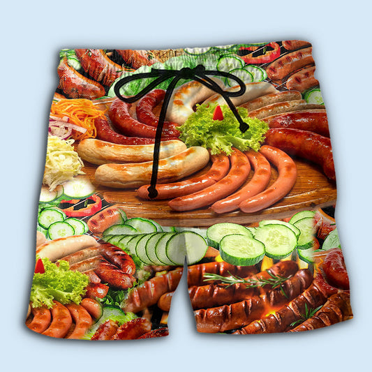 Life Is Better With Hot Dogs Fun Food Beach Shorts Pattern View For Vacation Travel And Outdoor Fun