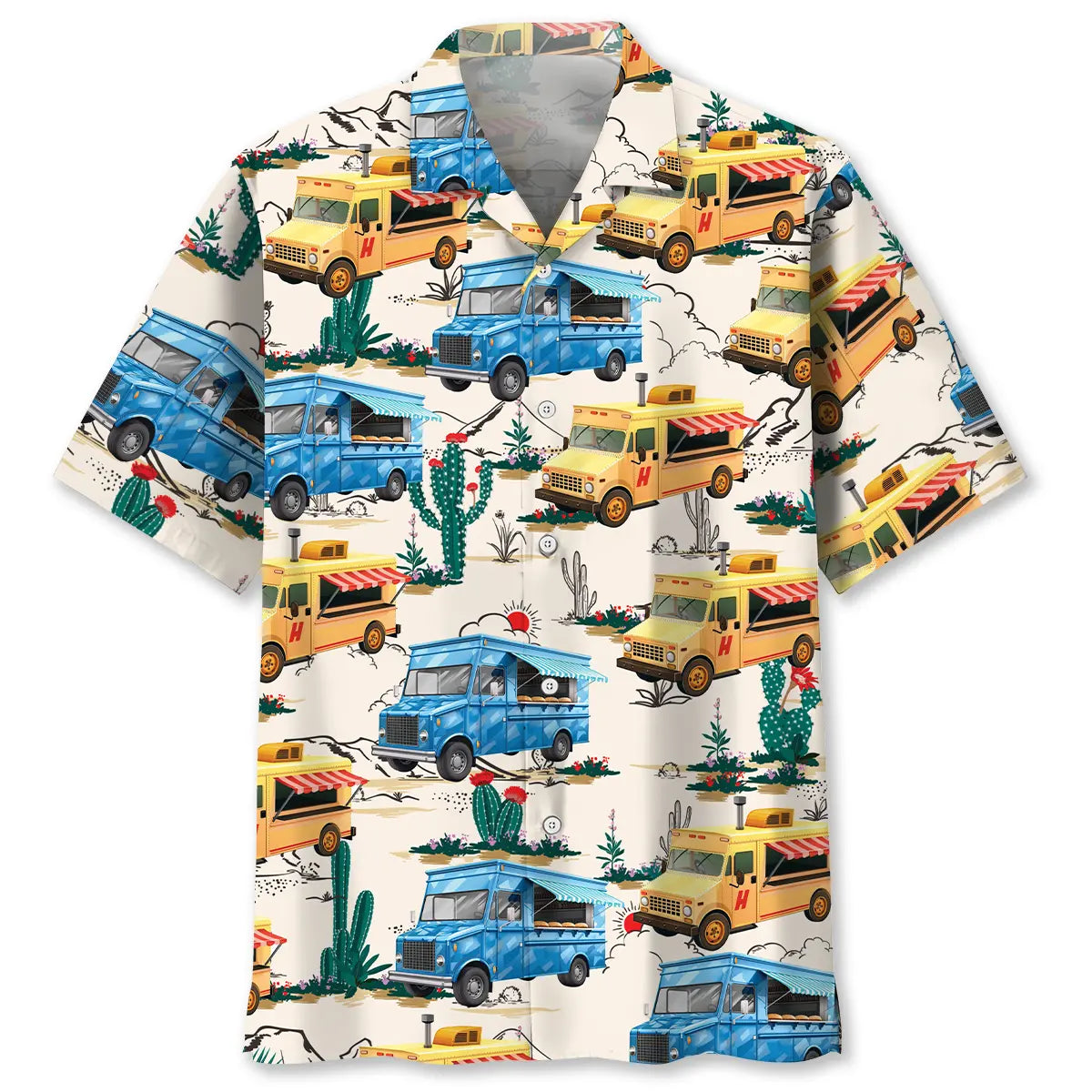 Food Truck Dessert Hawaiian Shirt For Seasonal Celebration, Vacation Cruise, And Summer Party Style
