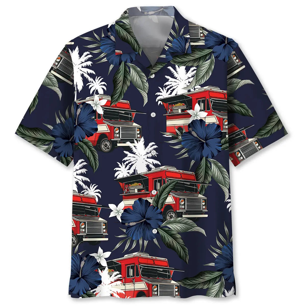 Food Truck Tropical Blue Hawaiian Shirt For Casual Weekend And Summer Party Style