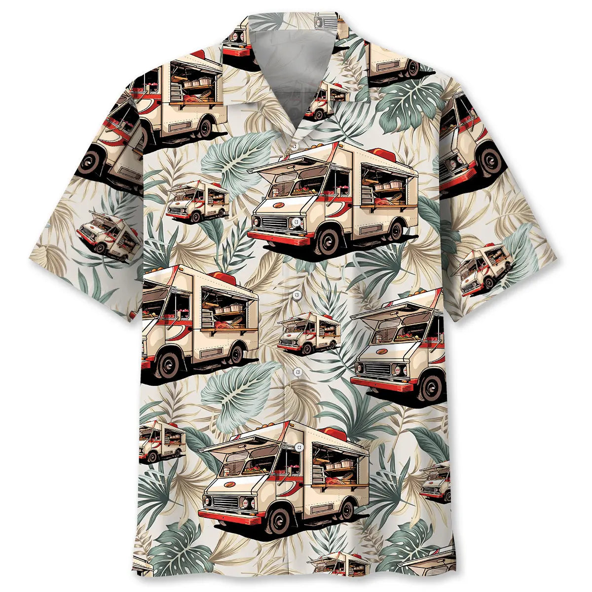 Food Truck Tropical Vintage Hawaiian Shirt For Beach Party And Warm Weather Fashion