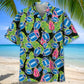 Tropical Football Blue Hawaiian Shirt For Summer Vacation, Beach Travel, And Casual Wear