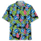 Tropical Football Blue Hawaiian Shirt For Summer Vacation, Beach Travel, And Casual Wear