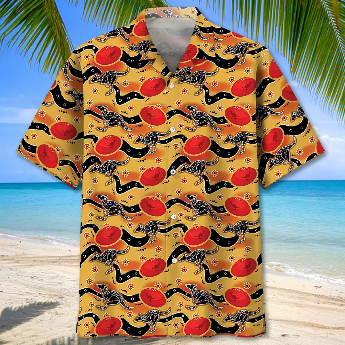 Football Aboriginal Pattern Hawaiian Shirt For Beach Days, Summer Outings, And Thoughtful Gift Giving