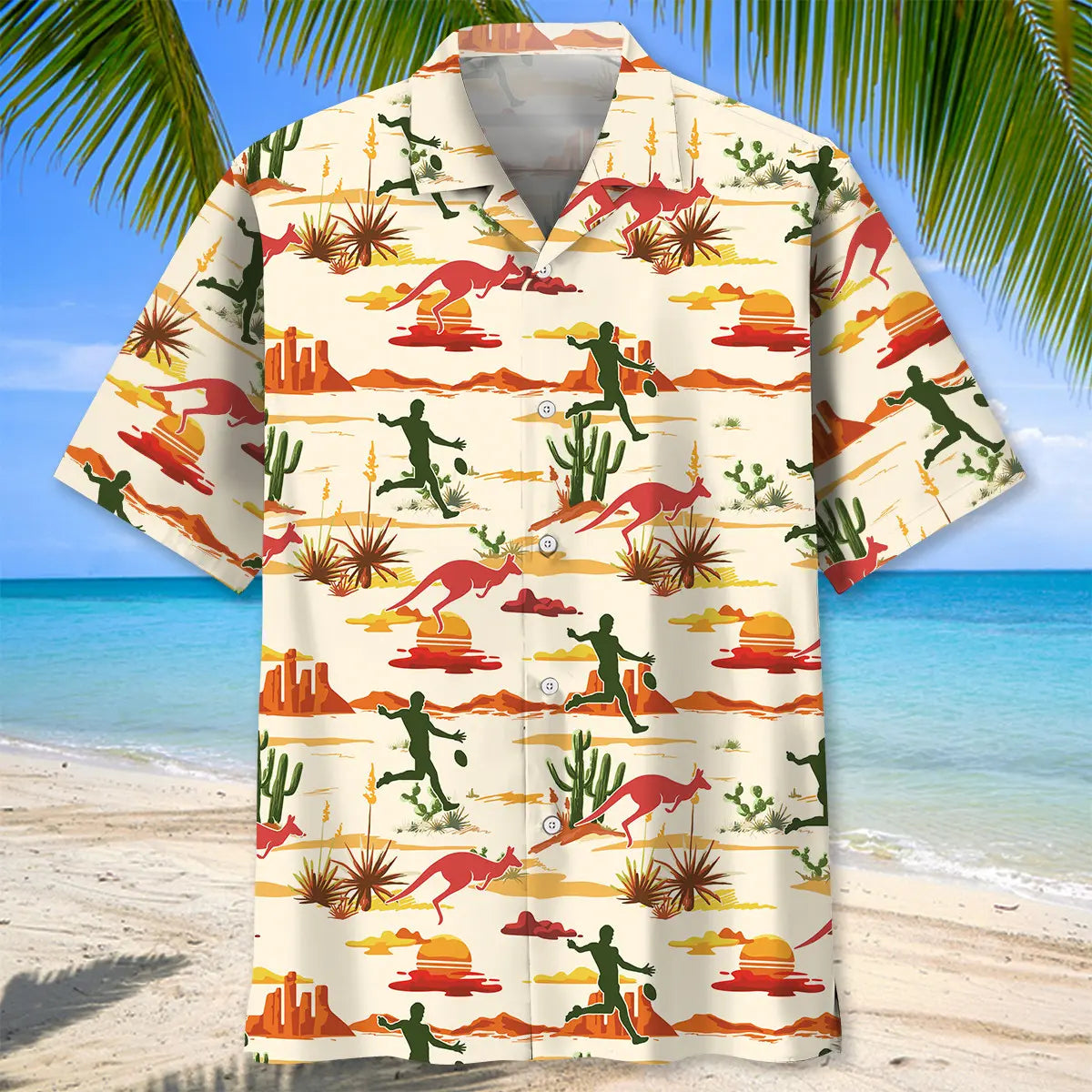 Football Desert Hawaiian Shirt For Summer Vacation, Beach Travel, And Casual Wear