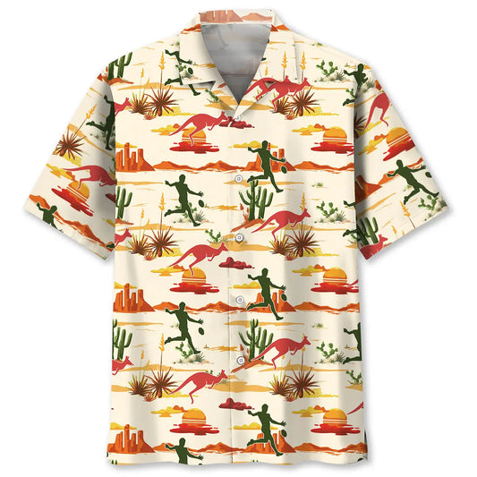 Football Desert Hawaiian Shirt For Summer Vacation, Beach Travel, And Casual Wear