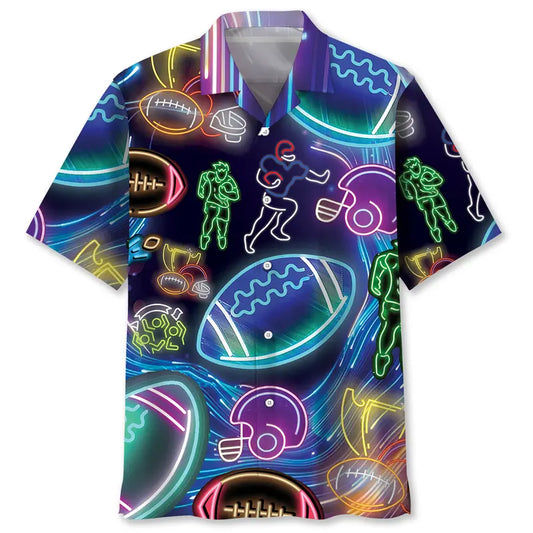 Neon Football Hawaiian Shirt For Resort Trips, Coastal Parties, And Warm Weather Style