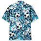 Tropical Football Hibiscus Blue Hawaiian Shirt For Beach Days, Coastal Adventures, And Thoughtful Gift Giving