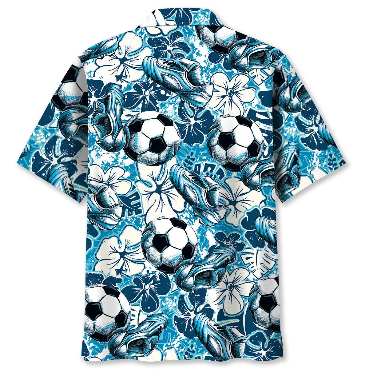 Tropical Football Hibiscus Blue Hawaiian Shirt For Beach Days, Coastal Adventures, And Thoughtful Gift Giving
