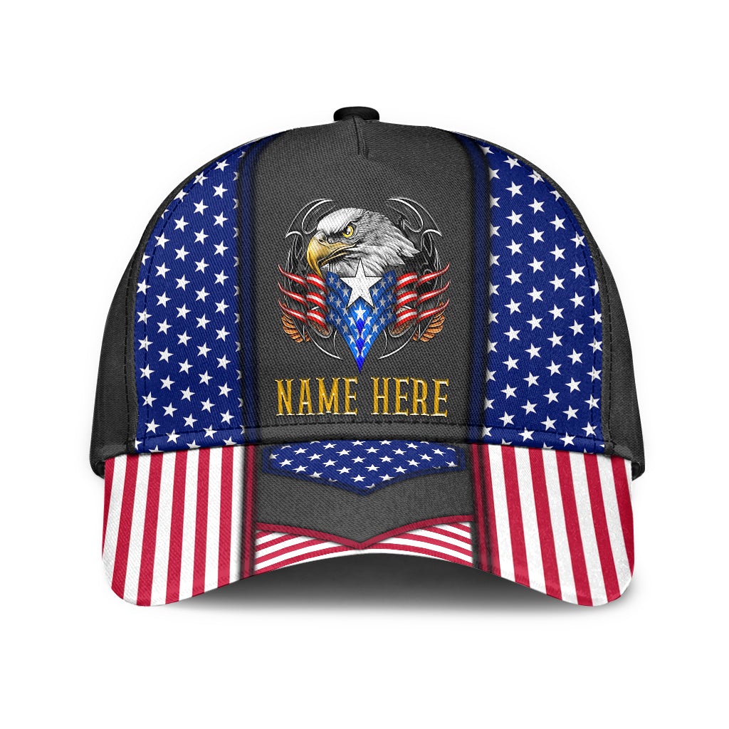 Custom Eagle Proud American Personalized Name Classic Cap For Beach Outings Holidays And Thoughtful Everyday Style