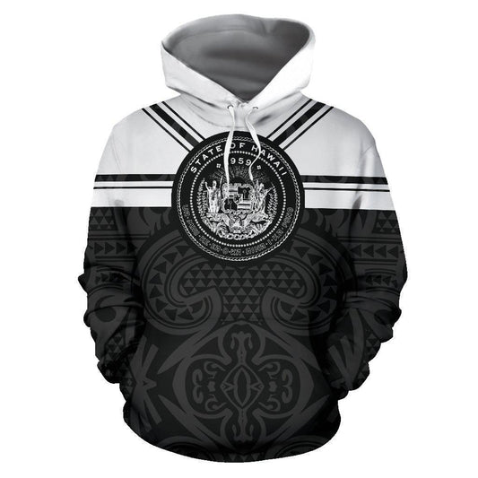 Black White Hawaii Coat Arms Hoodie For Relaxed Daily Wear Weekend Outings And Thoughtful Gifting