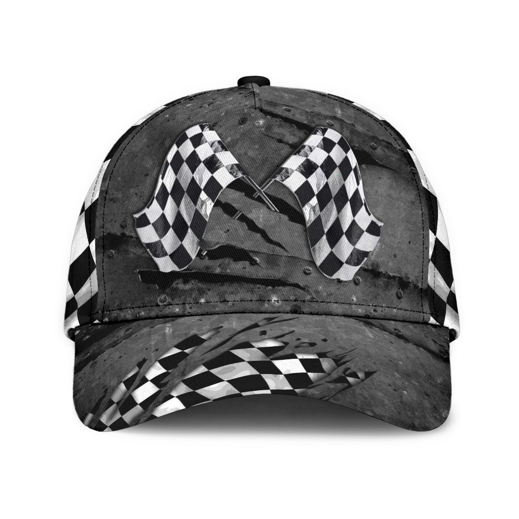 Racing Flag Crack Motorsport Classic Cap For Beach Travel Outdoor Events And Relaxed Casual Wear