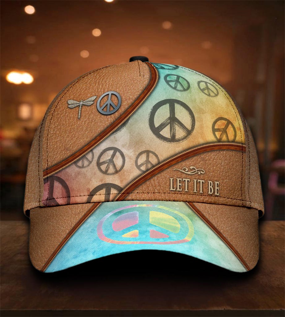 Hippie Let It Be Peace Classic Cap For Relaxed Outfits Outdoor Events And Holiday Trips