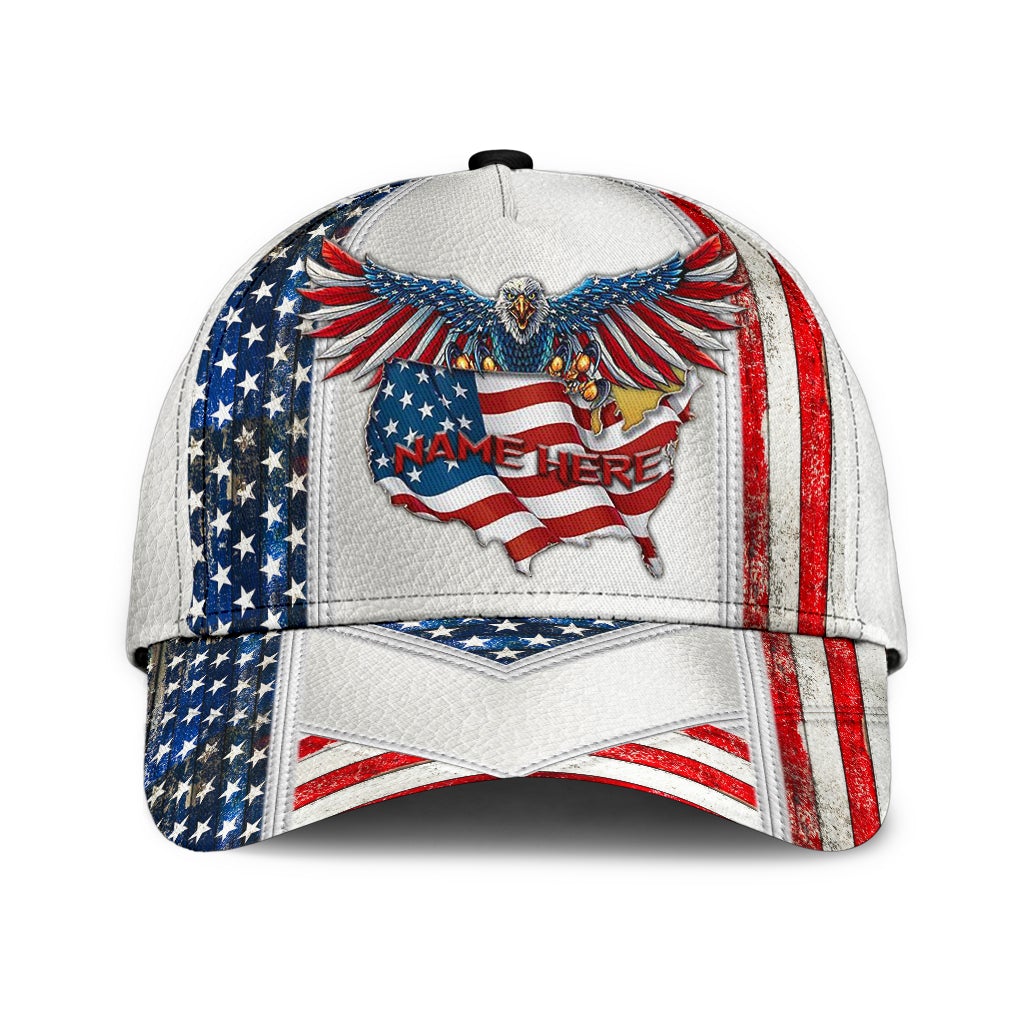 Custom Proud American Eagle Personalized Name Classic Cap For Daily Styling Weekend Travel And Outdoor Activities