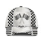 White Leather Racing Pattern Classic Cap For Outdoor Travel Parties And Thoughtful Holiday Gifting