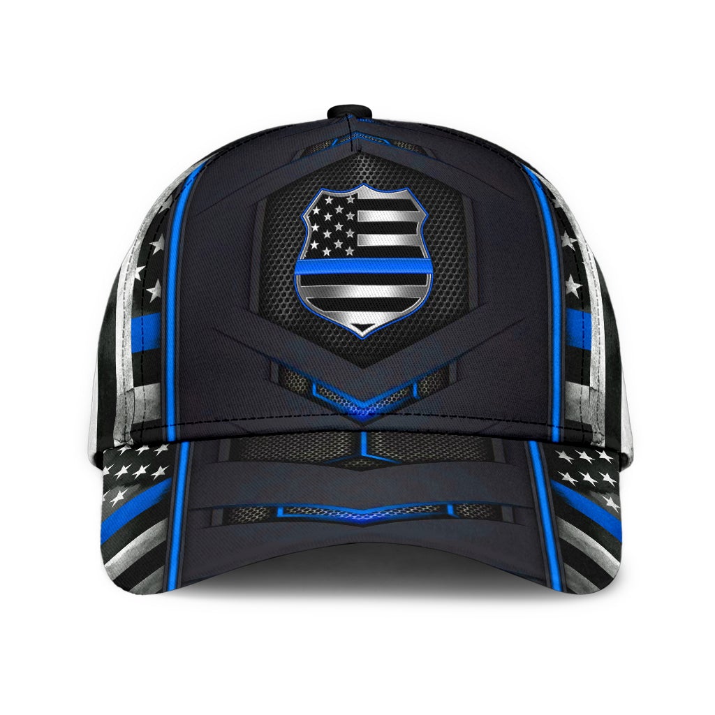 Police Blue Flag Carbon Pattern Classic Cap For Beach Vacations Outdoor Trips And Everyday Comfort