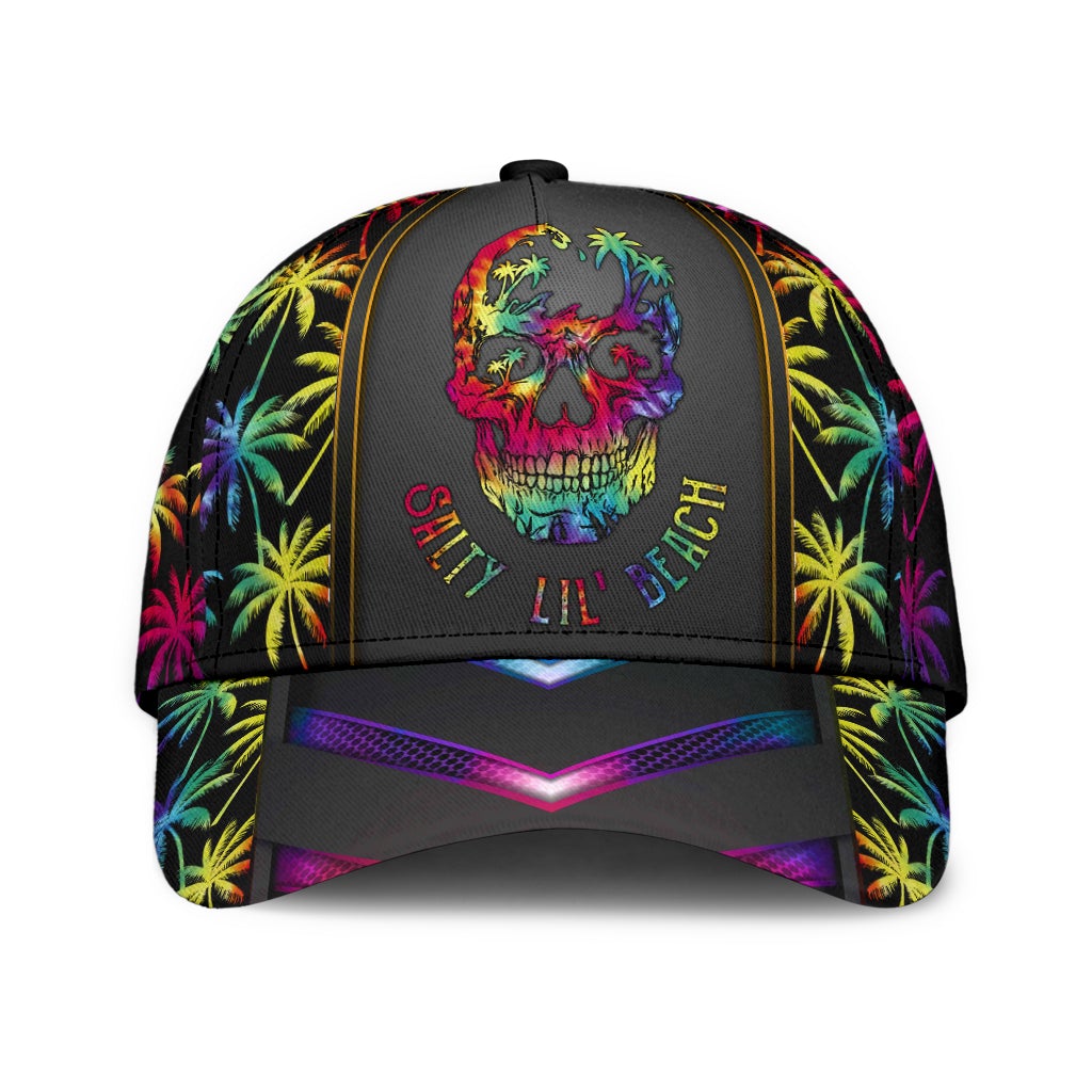 Skull Salty Beach Summer Classic Cap For Outdoor Adventures Festivals And Casual Wear