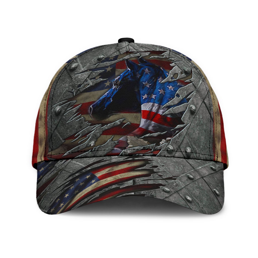 Horse US Flag Patriotic Classic Cap For Daily Outfits Festivals And Thoughtful Gift Giving