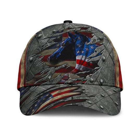 Horse US Flag Patriotic Classic Cap For Daily Outfits Festivals And Thoughtful Gift Giving