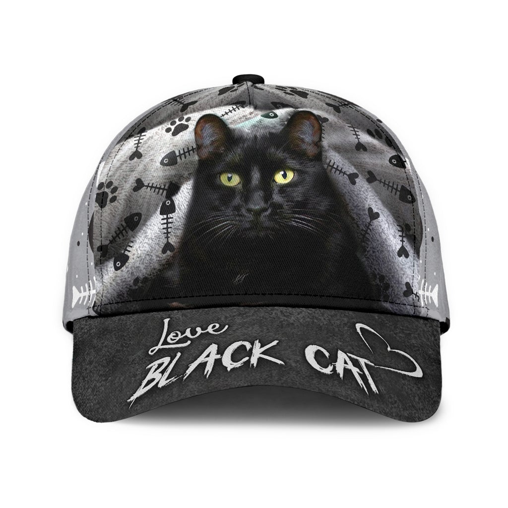 Love Black Cat Pet Lover Classic Cap For Festivals Holidays And Comfortable Everyday Wear