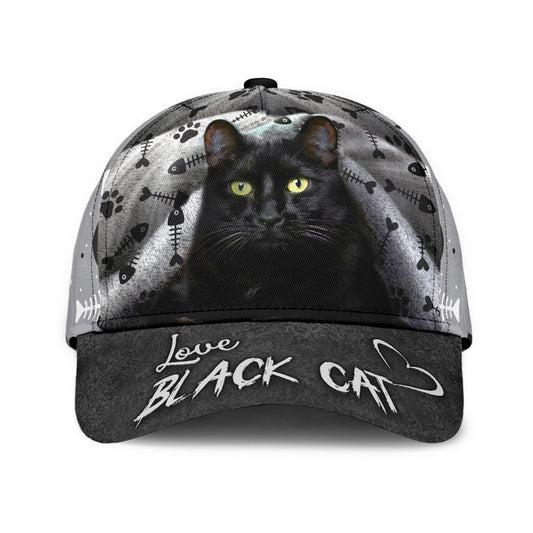 Love Black Cat Pet Lover Classic Cap For Festivals Holidays And Comfortable Everyday Wear