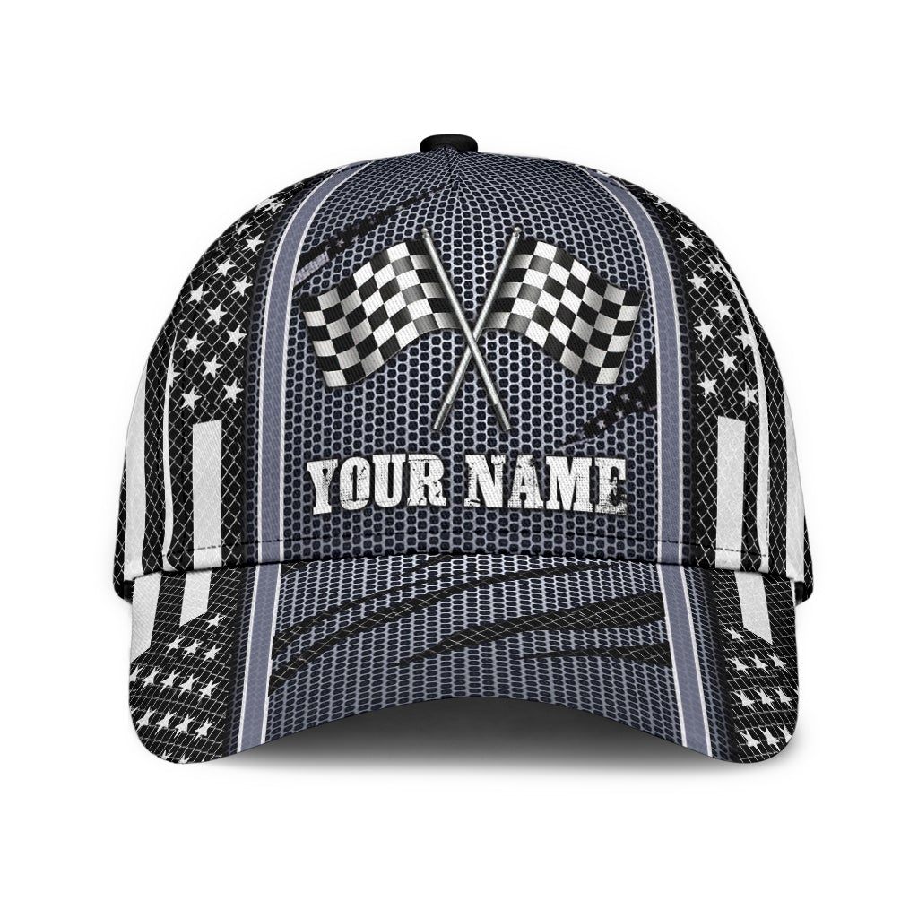 Custom Racing Net Pattern Personalized Name Classic Cap For Coastal Trips Outdoor Activities And Gift Giving