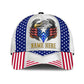 Custom White Eagle American Flag Name Classic Cap For Everyday Wear Vacations And Seasonal Activities