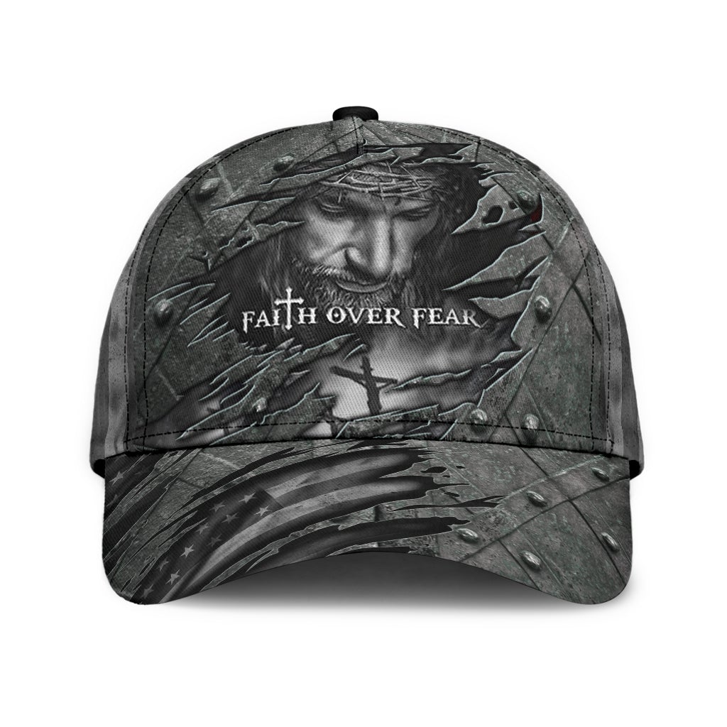 Faith Over Fear Black Classic Cap For Coastal Trips Outdoor Activities And Gift Giving