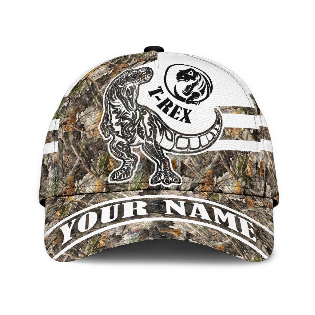 Custom Name T Rex Dinosaur Camo Classic Cap For Comfortable Daily Wear Travel And Weekend Outings