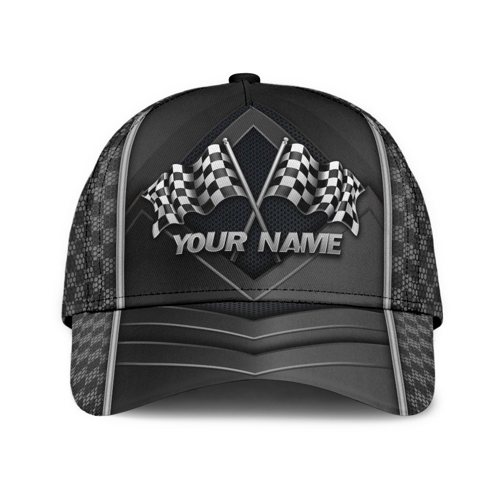 Custom Racing Flag Lover Personalized Name Classic Cap For Beach Days Travel And Relaxed Everyday Outfits