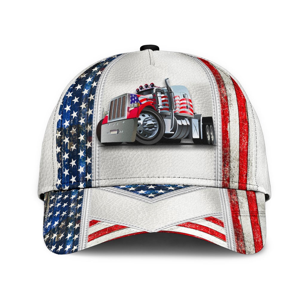 White American Truck Driver Classic Cap For Casual Outfits Vacations And Everyday Styling