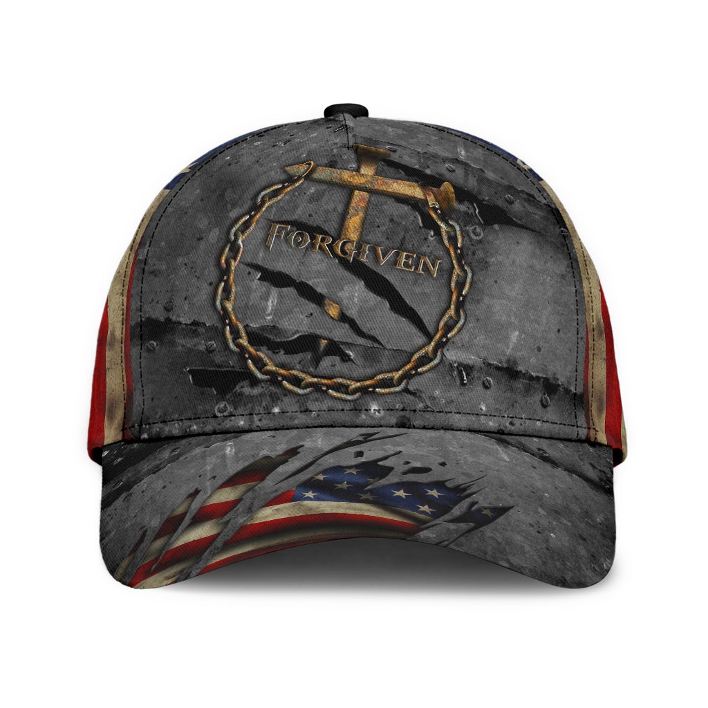 Faith Forgiven American Flag Classic Cap For Vacations Festivals Parties And Everyday Outfits