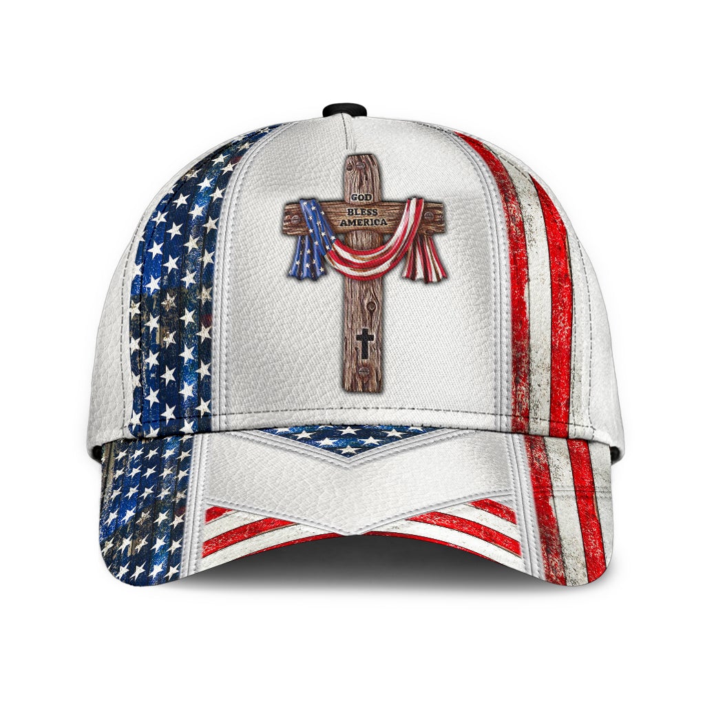 White God Bless America Classic Cap For Casual Styling Holiday Travel And Weekend Adventures