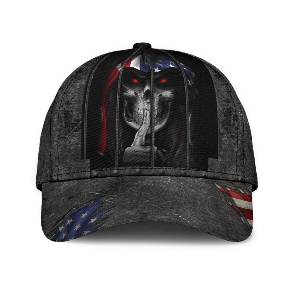 Shhh Silent Skull American Classic Cap For Casual Styling Holiday Travel And Weekend Adventures