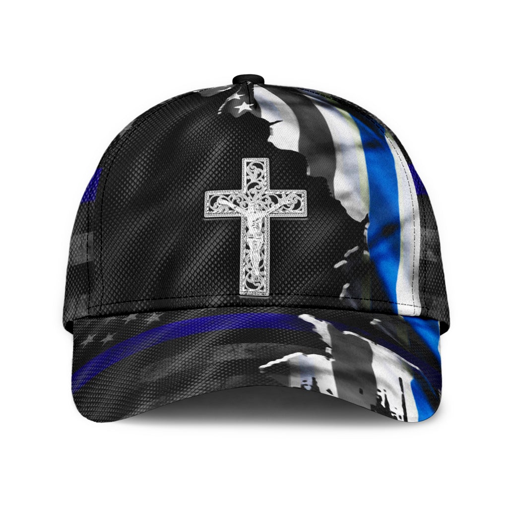 Blue Flag Faith Cross Classic Cap For Weekend Adventures Festivals And Gift Giving