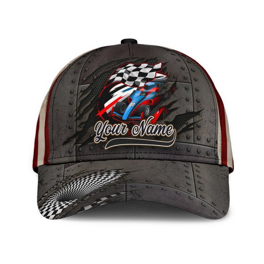 Custom Car Racing Flag Classic Cap For Summer Outings Festivals And Relaxed Daily Wear