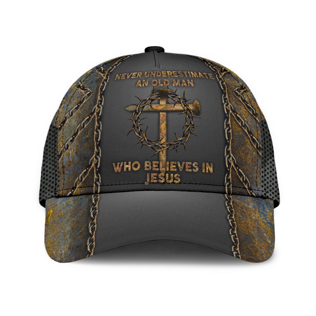 Old Man Faith Cross Believer Classic Cap For Holiday Trips Daily Outfits And Thoughtful Gifting