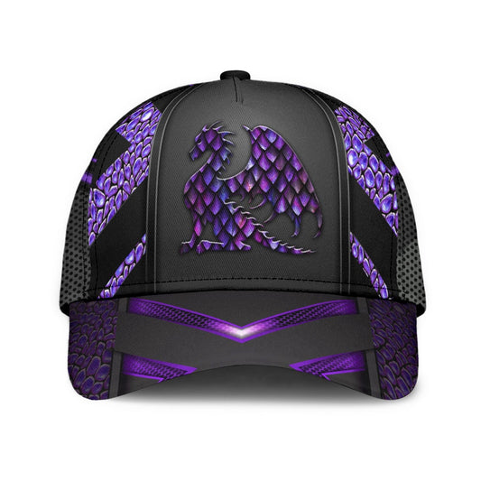 Dragon Purple Pattern Classic Cap For Festivals Vacations Outdoor Fun And Daily Comfort