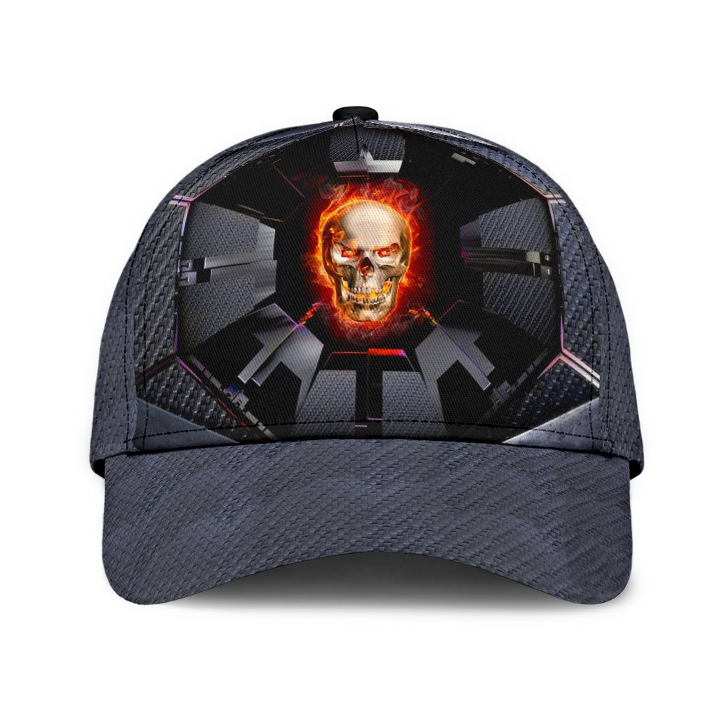 Skull Fire Hexagonal Classic Cap For Weekend Travel Outdoor Events And Casual Outfits