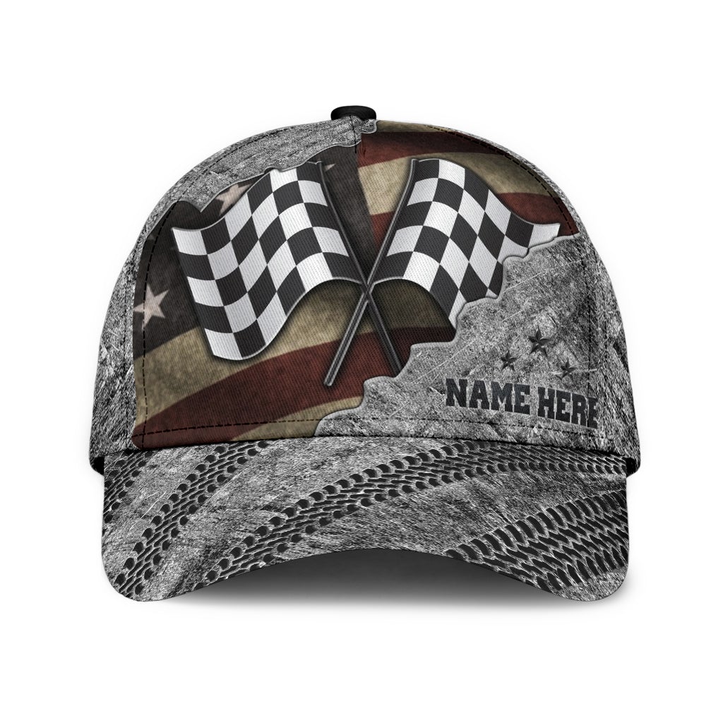 Custom Racing American Flag Vintage Classic Cap For Travel Adventures Weekend Wear And Casual Style