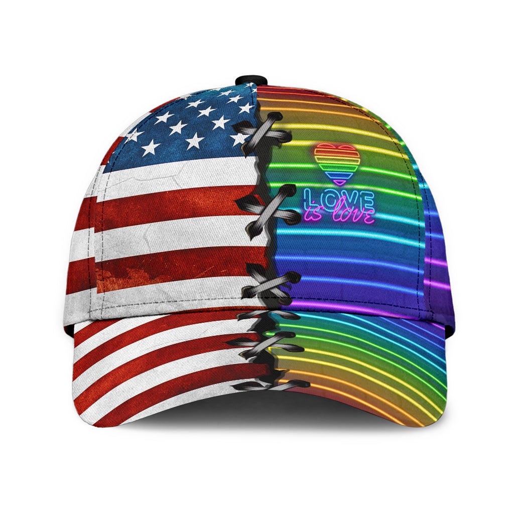 Love Is Love US Flag Pride Classic Cap For Parties Vacations And Relaxed Daily Outfits