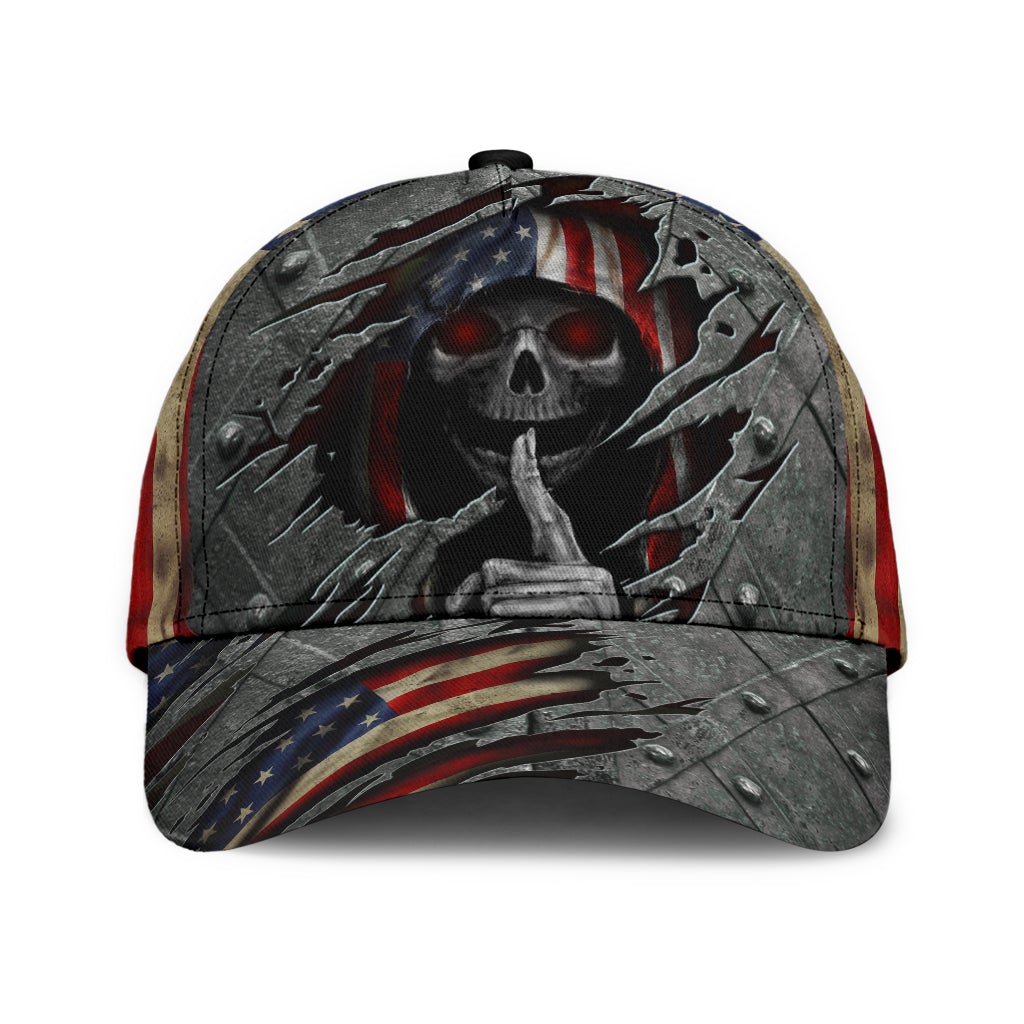 Skull American Flag Patriotic Classic Cap For Relaxed Daily Style Vacations And Festival Wear