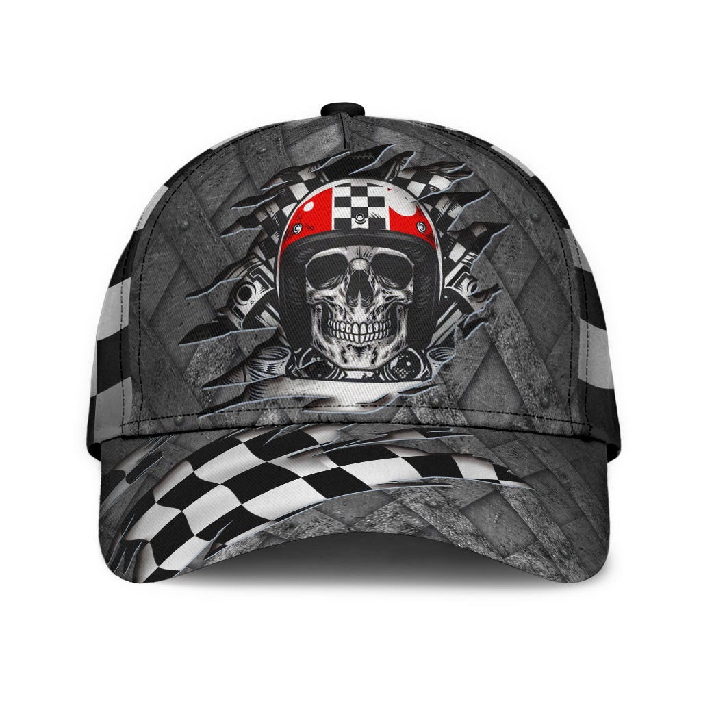 Skull Racing Crack Pattern Classic Cap For Casual Styling Beach Days And Weekend Adventures