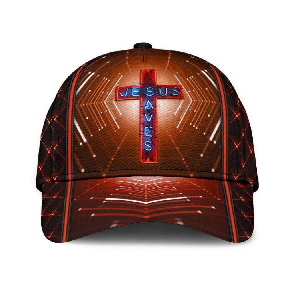 Faith Saves Neon Cross Pattern Classic Cap For Vacation Style Outdoor Activities And Daily Comfort