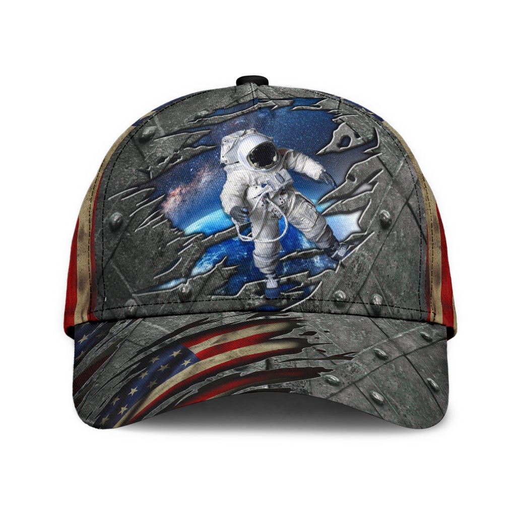 Astronaut American Flag Crack Classic Cap For Festivals Travel Adventures And Casual Gift Giving